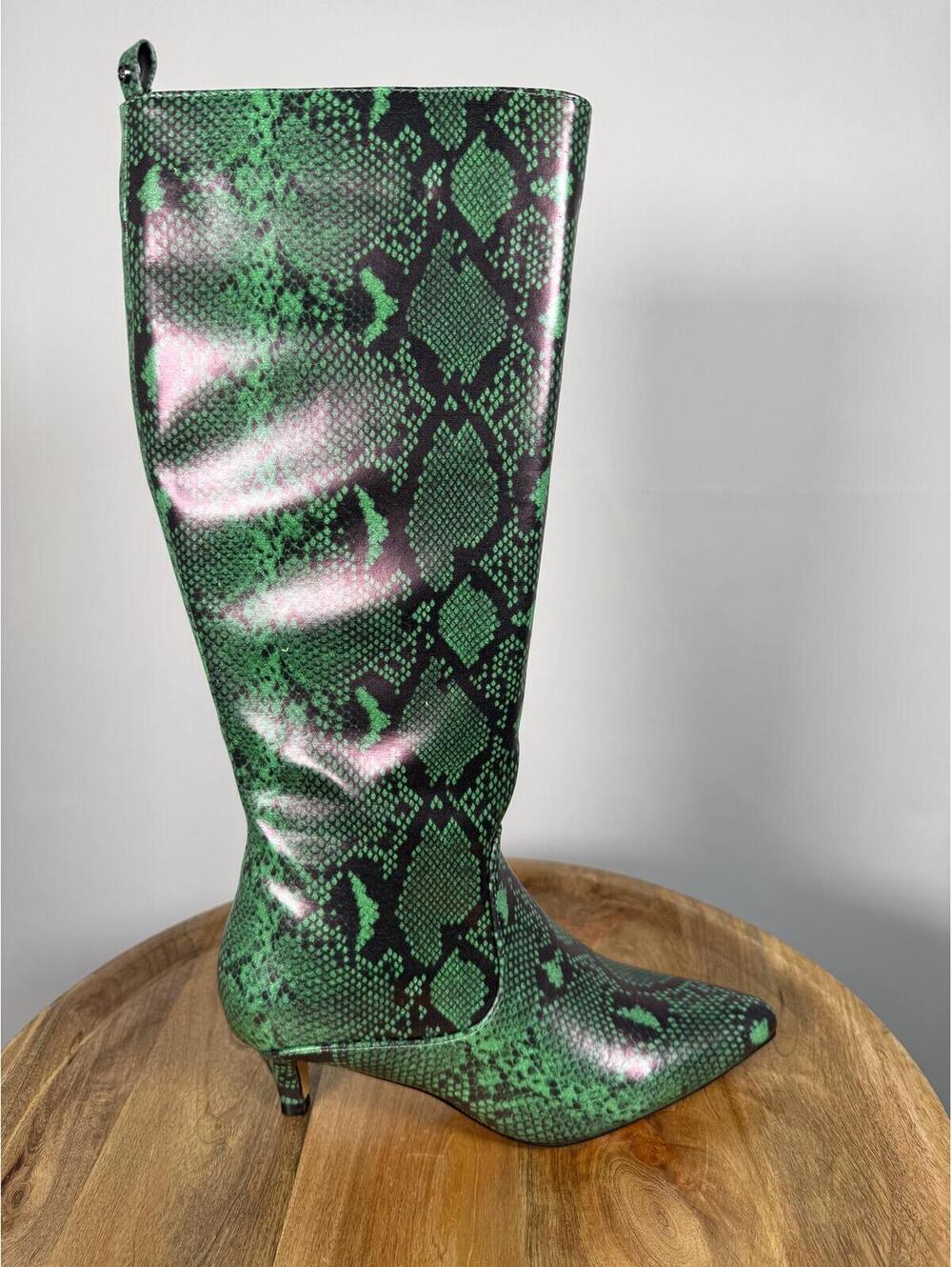 French Connection Green Snakeskin Heeled Boots Pointed Toe Size 6 NWB - Picture 9 of 12